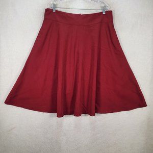 Unique Vintage Burgundy Flowy Midi Classic Rockabilly Retro Pin Up Swing Skirt